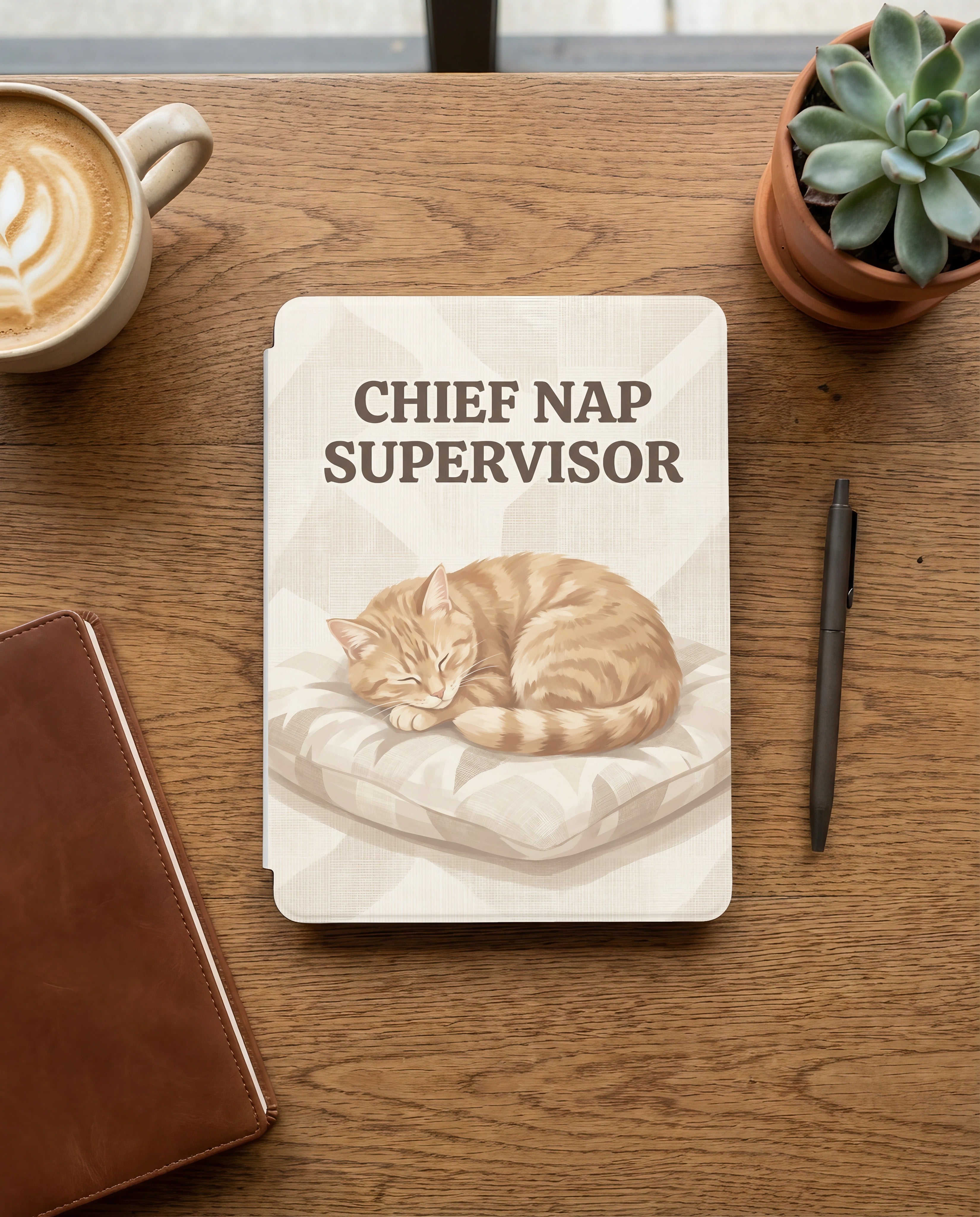 Chief Nap Supervisor Custom Cat Portrait —  12th Gen Kindle Case