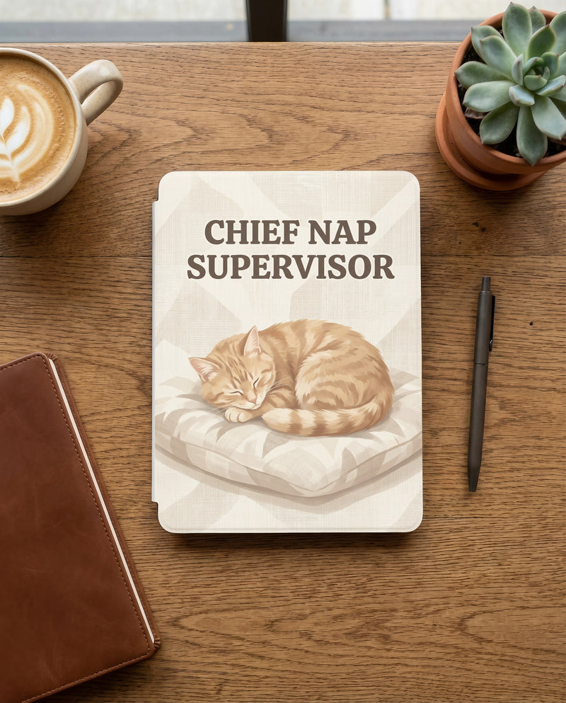 Chief Nap Supervisor Custom Cat Portrait —  12th Gen Kindle Case