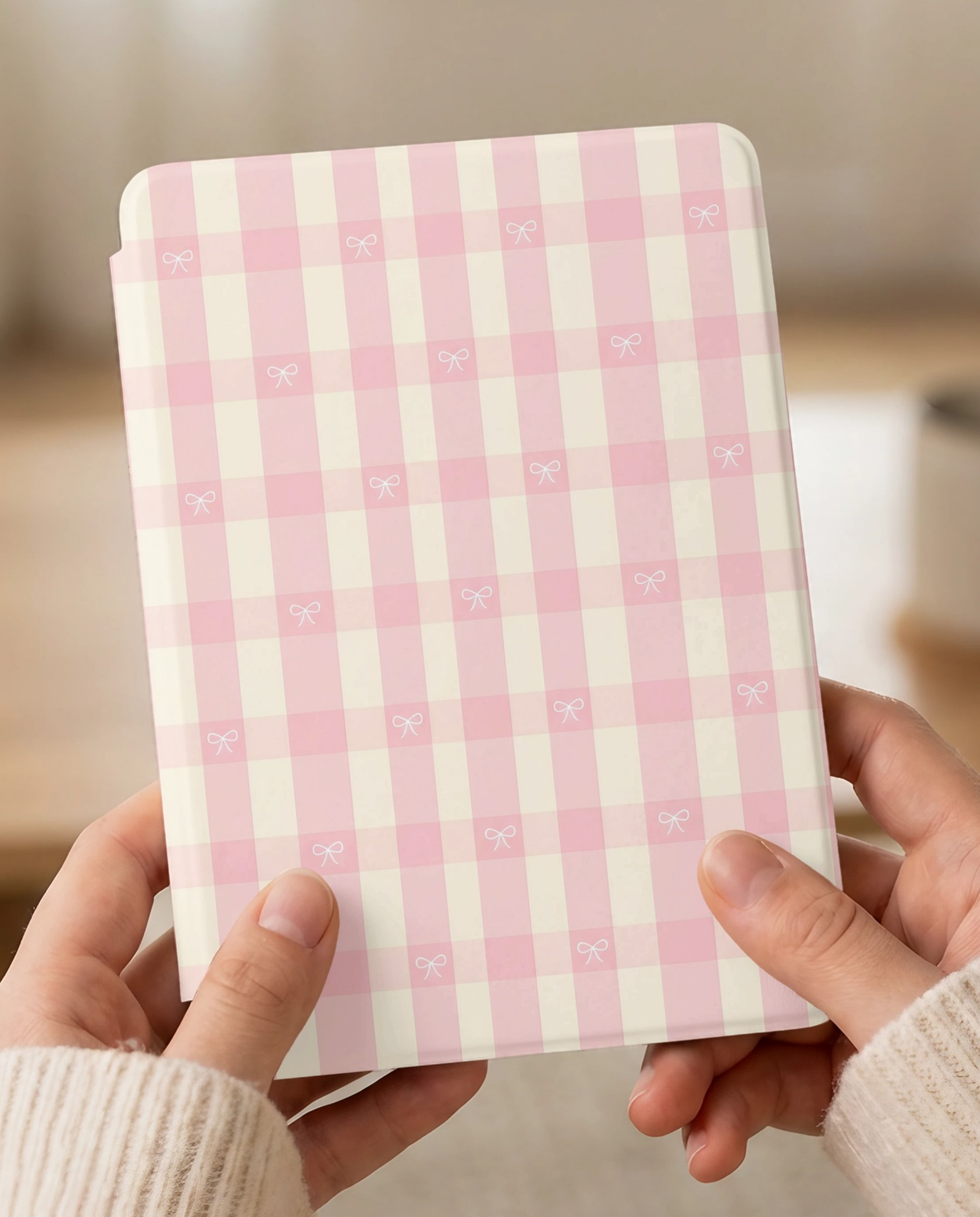 Pink Gingham Bow Kindle Case — Coquette Aesthetic Gift