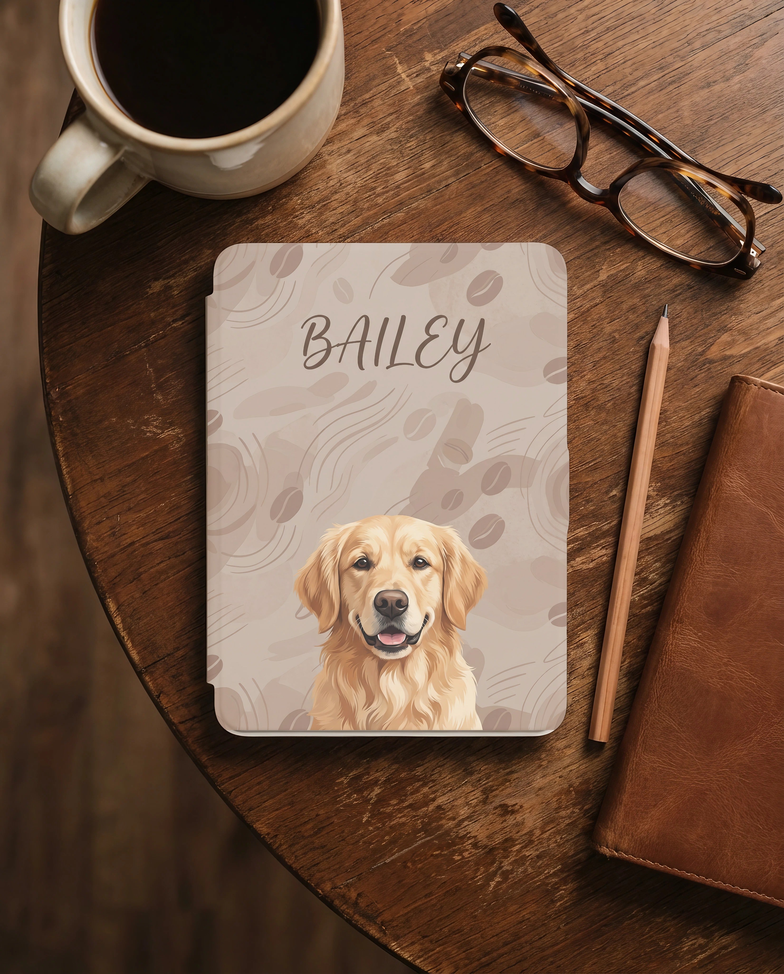 Abstract Personalized Pet Portrait Kindle Paperwhite — Coffee Lovers