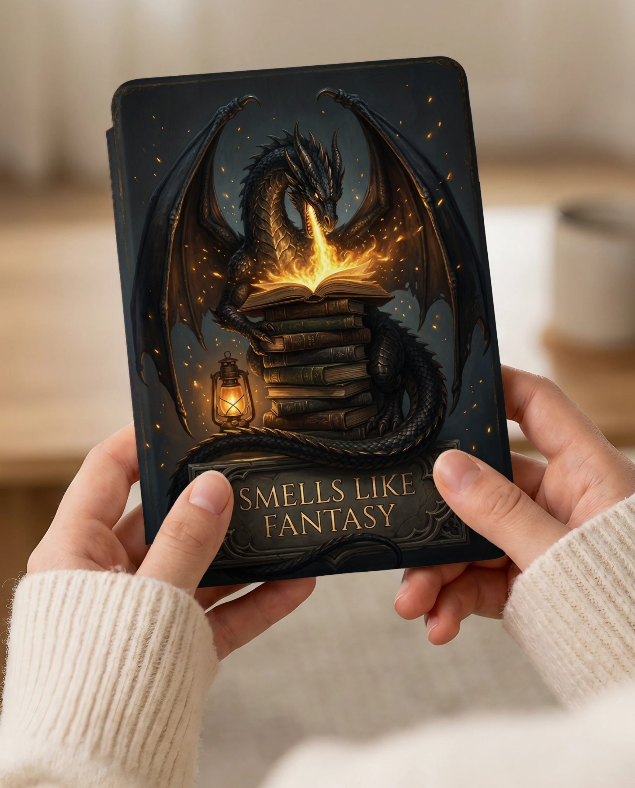 Dragon Guarding Ancient Books Kindle Case — Fantasy Lover Gift