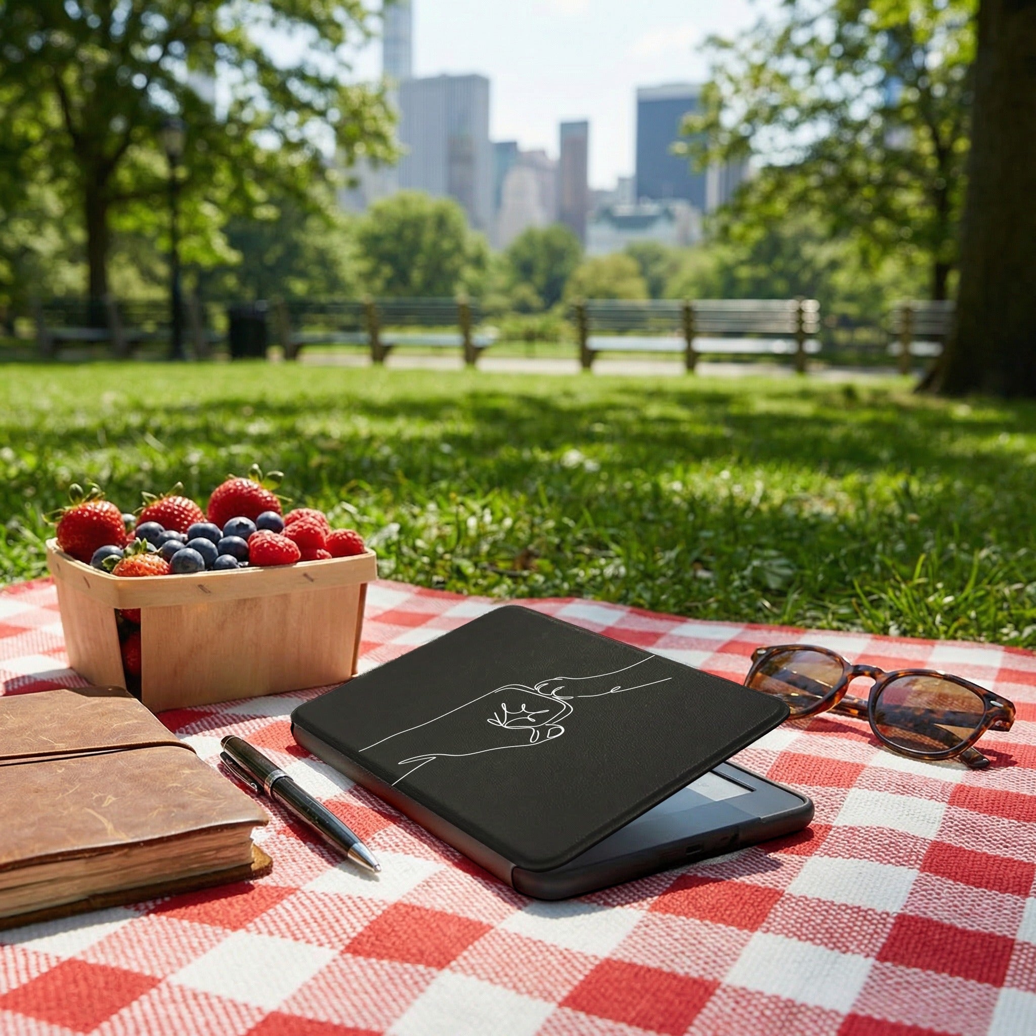 Cat Fist Bump Kindle Paperwhite Case — Minimalist Line Art Pet Bond Gift