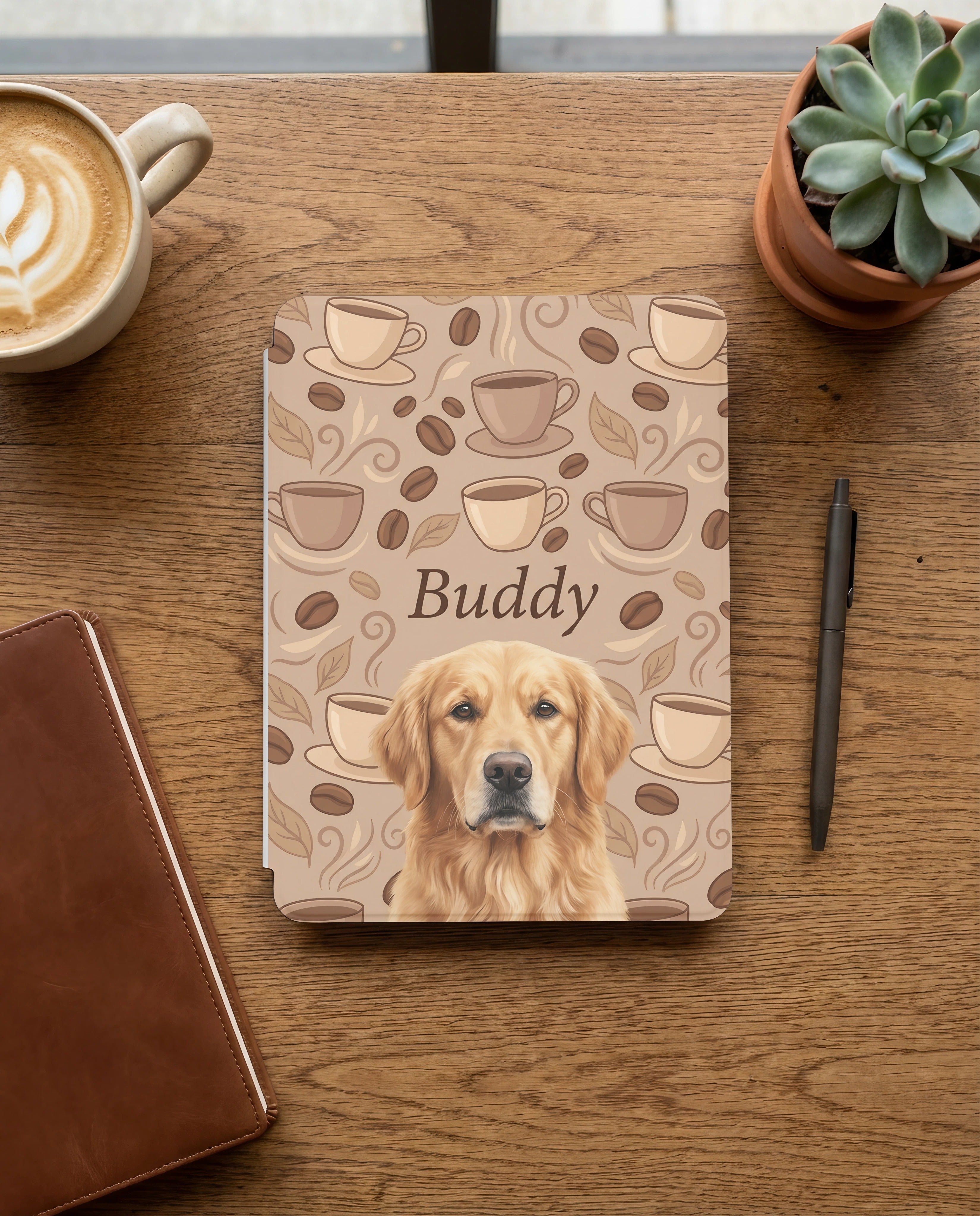 Personalized Coffee and Dogs Lovers Kindle Case
