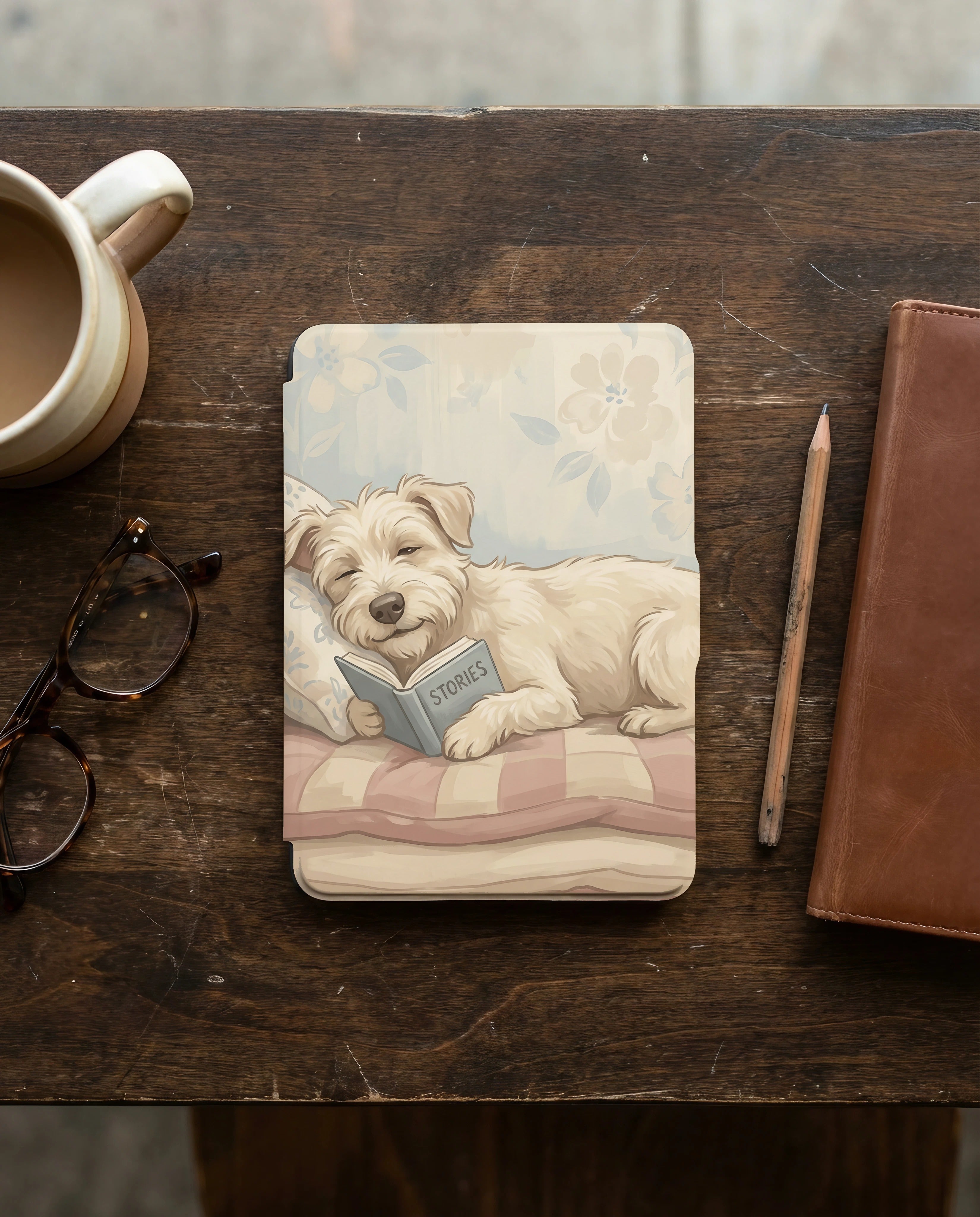 Cute Dog Reading Kindle Paperwhite Case — Adorable Gift for Dog Lovers
