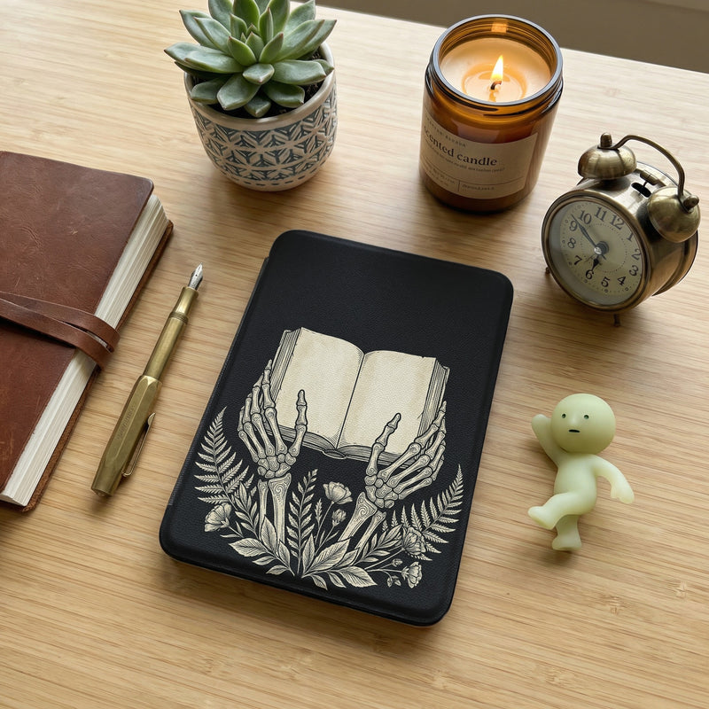 Disembodied Skeleton Hands Kindle Case — Gothic Book Lover Gift