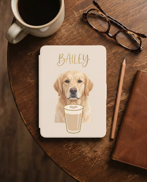 Custom Pet Portrait Kindle Case — Coffee Edition