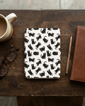 Black Cat Pattern Kindle Paperwhite Case — Kawaii Chibi Cat Lover Gift