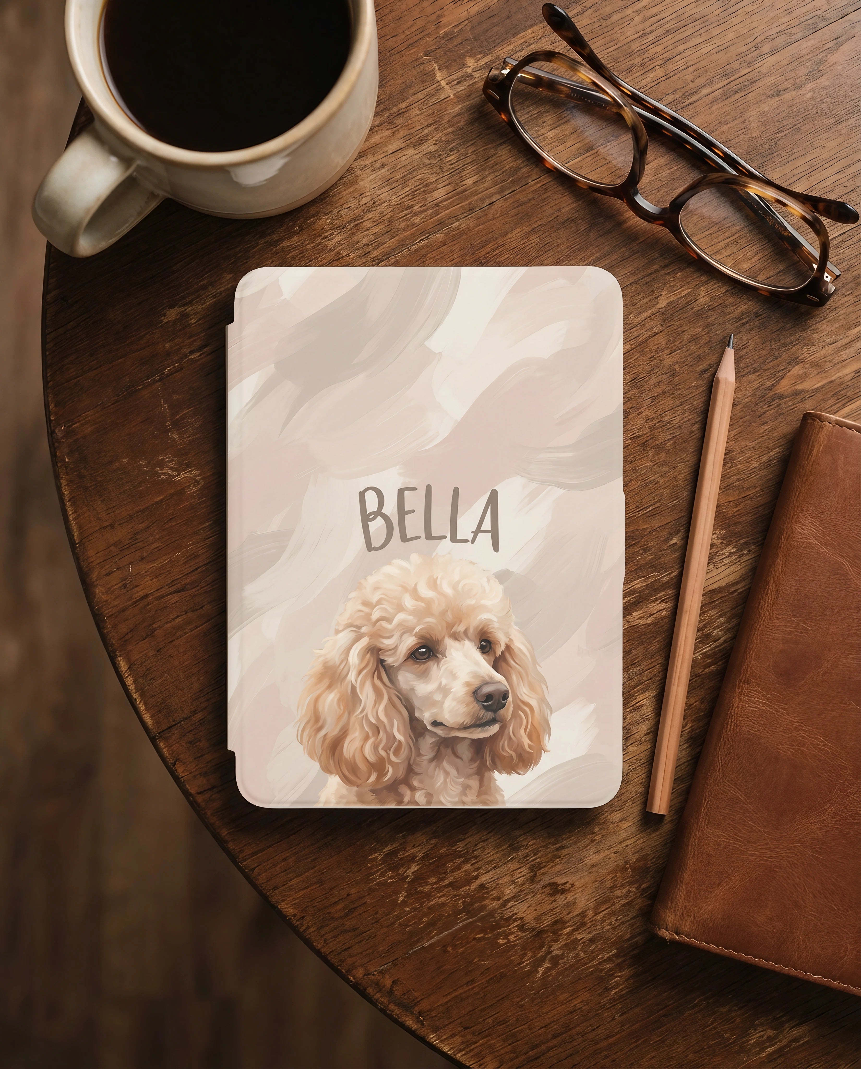 Soft Blush Personalized Pet Portrait Kindle Case