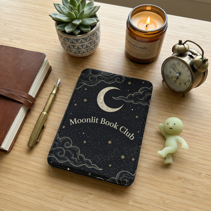 Moonlit Book Club Kindle Paperwhite Case — Dreamy Cloud Sky Design