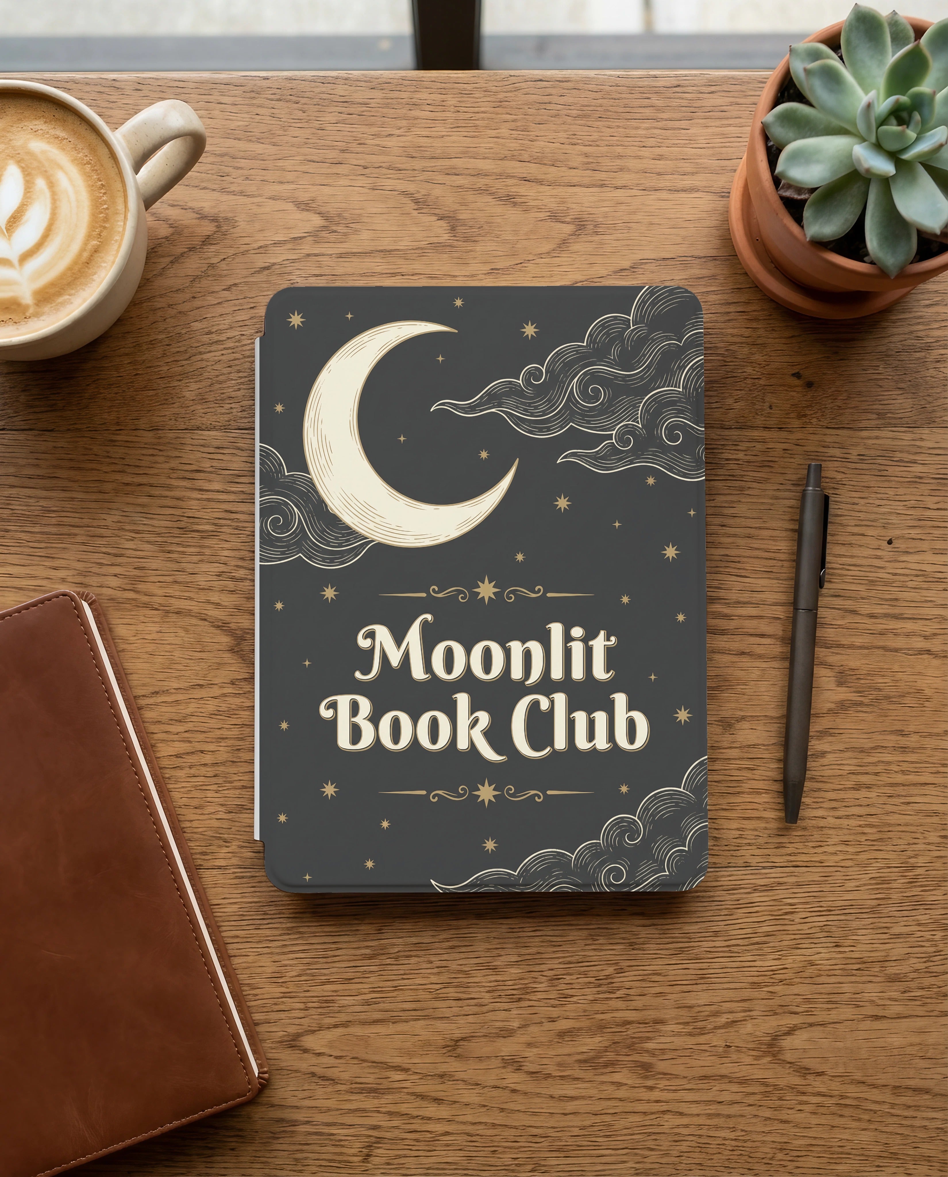 Moonlit Book Club Kindle Colorsoft Case — Community Charcoal Warm