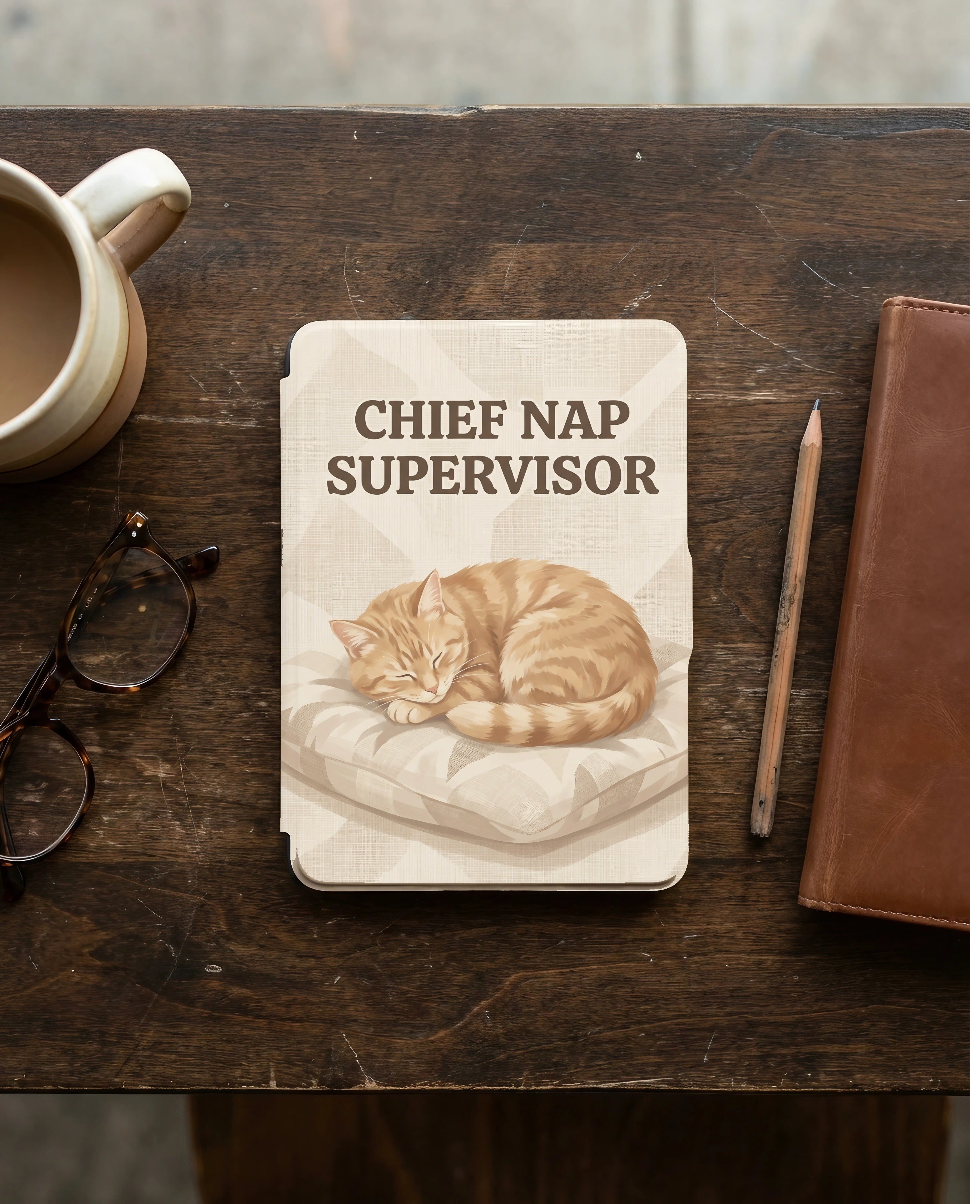 Chief Nap Supervisor Custom Cat Portrait —  12th Gen Kindle Case