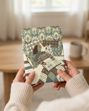 Beagle with Cozy Scarf Reading Kindle Case — Charming Gift for Dog Lovers