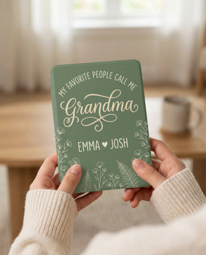 Personalized Grandma Kindle Case — Floral Design with Grandkids Names Gift