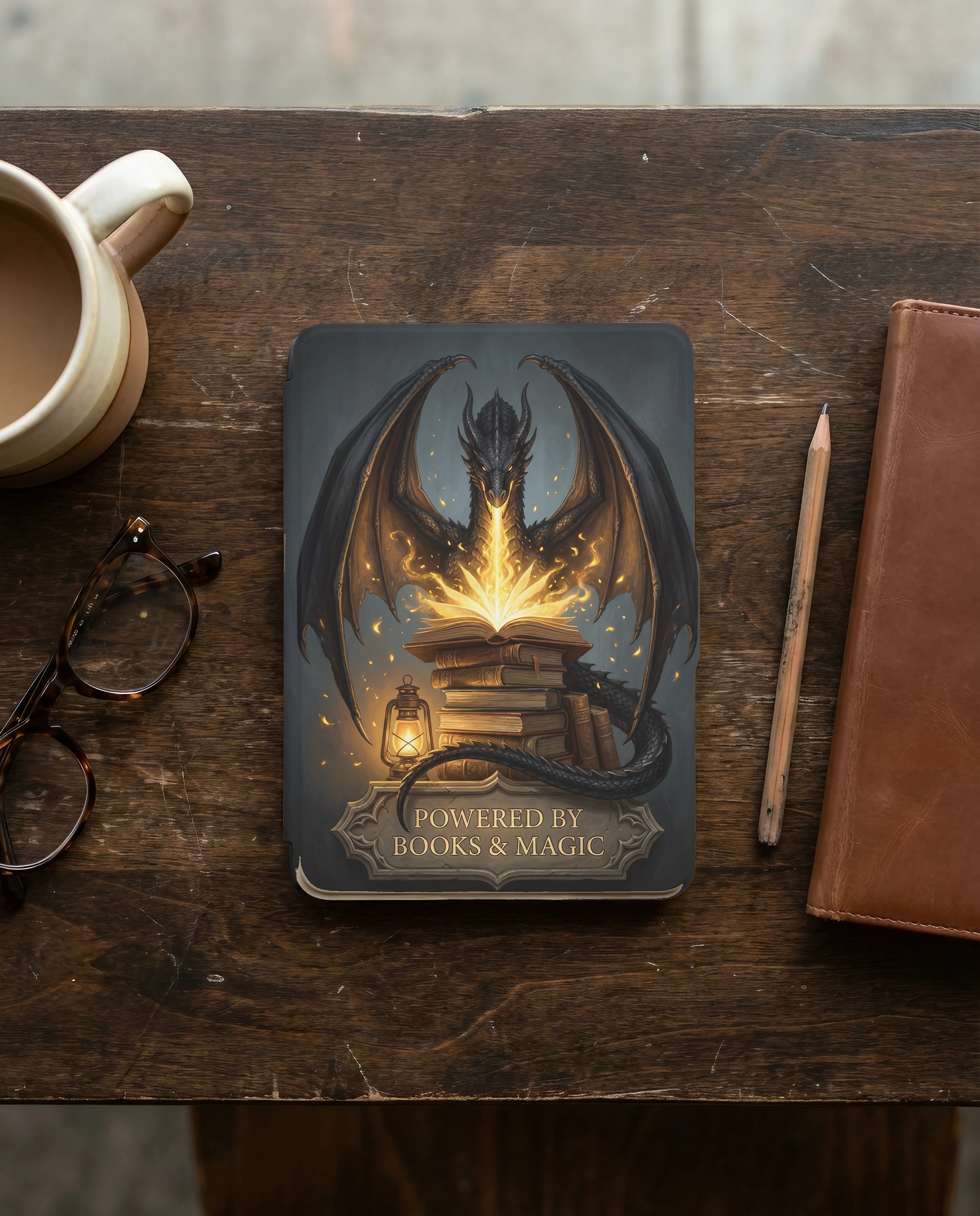 Dragon & Magical Flames Kindle Case — Fantasy Book Lover Gift