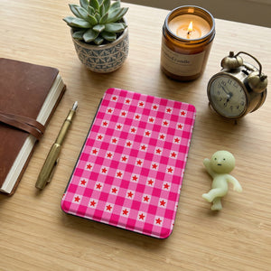 Pink Gingham Star Kindle Paperwhite Case — Preppy Cottagecore Gift