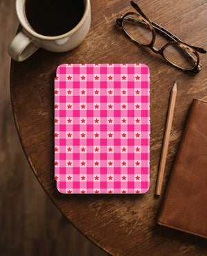 Pink Gingham Star Kindle Paperwhite Case — Preppy Cottagecore Gift