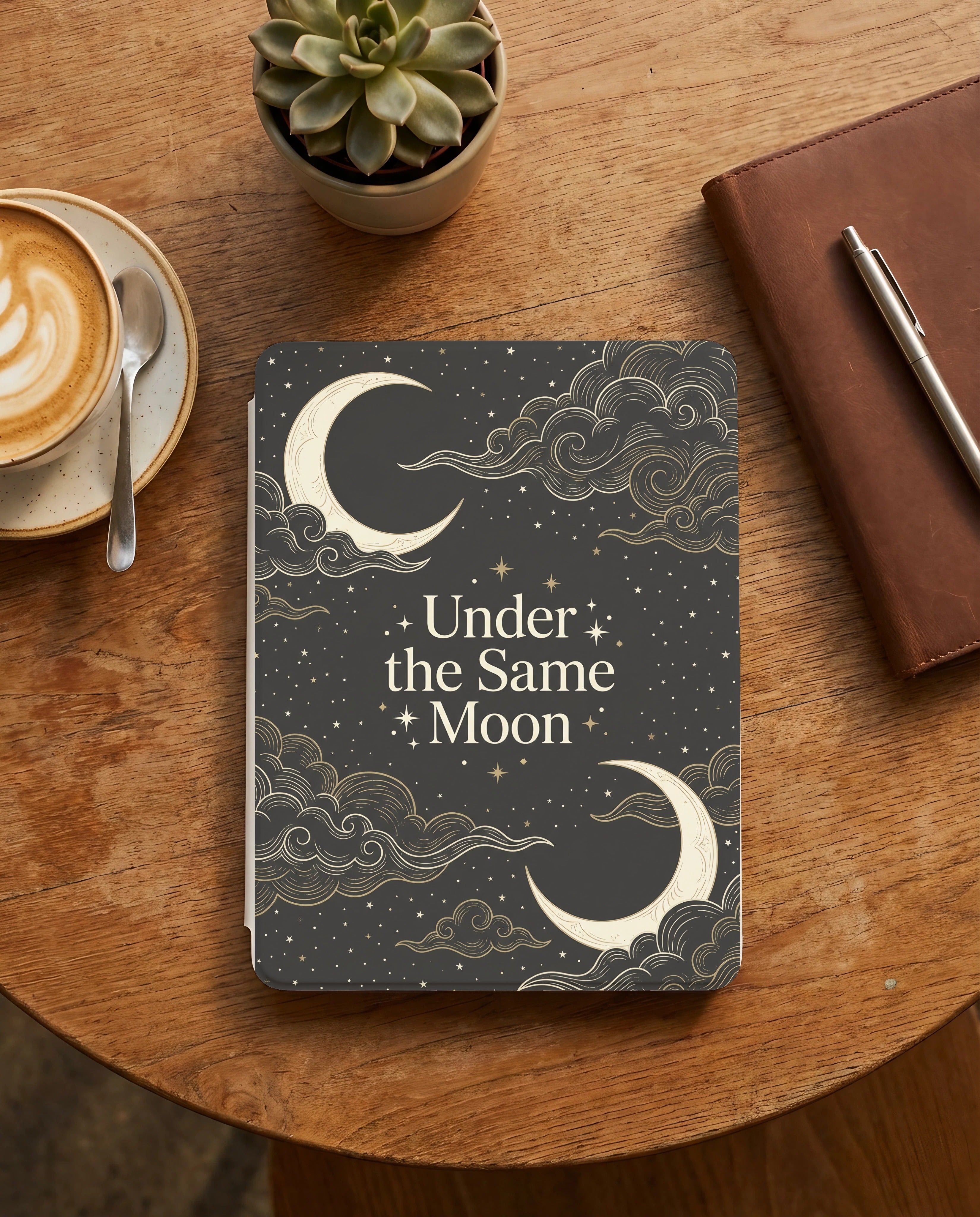 Under the Same Moon Kindle Case — Dual Crescent Romantic