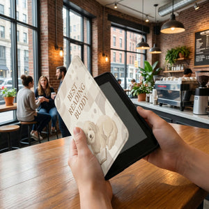 Best Reading Buddy Custom Kindle Case — Goldendoodle Pet Portrait