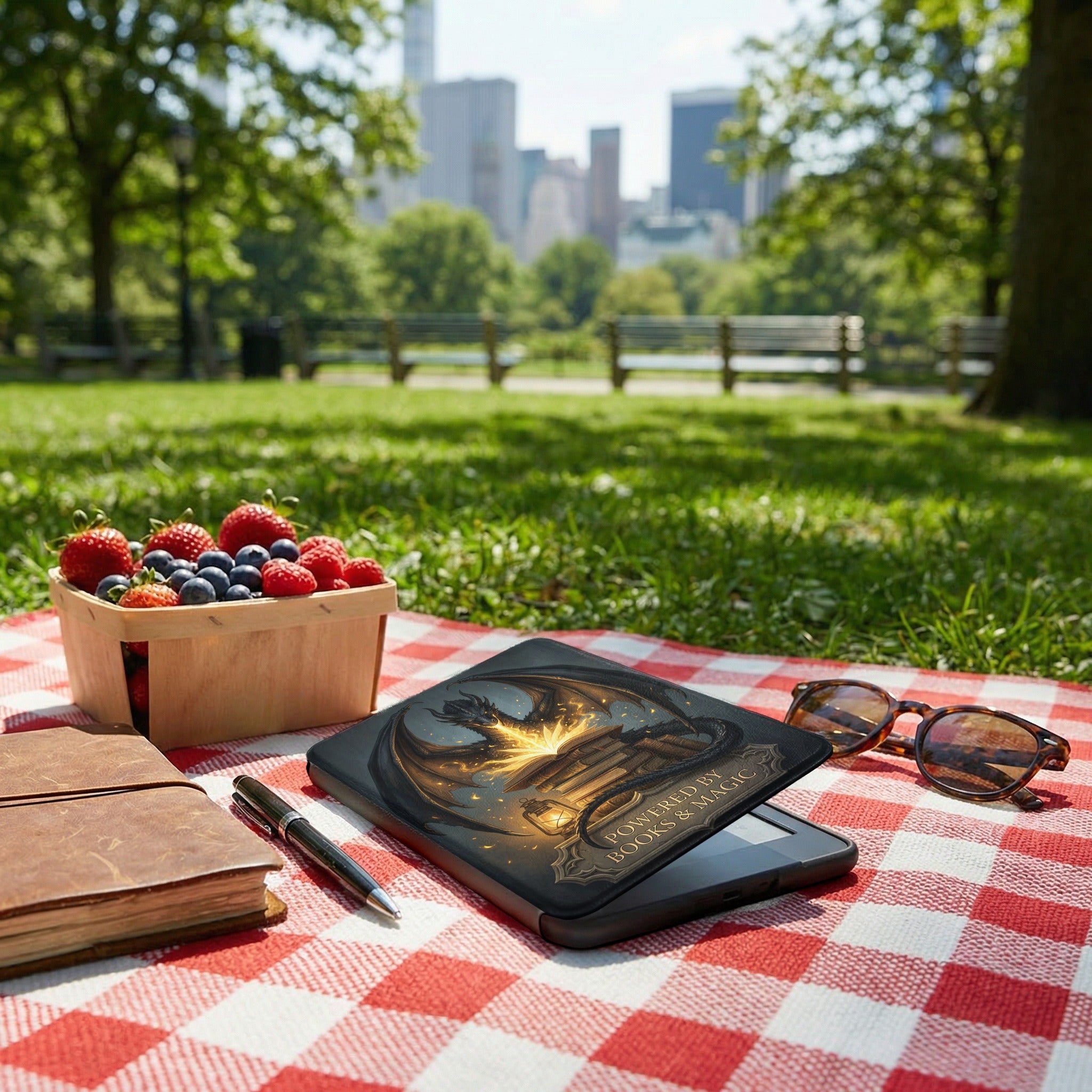 Dragon & Magical Flames Kindle Case — Fantasy Book Lover Gift