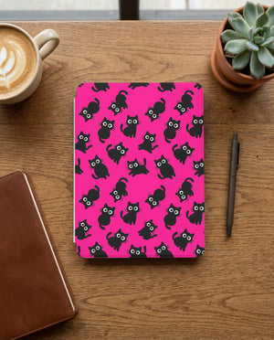 Hot Pink Black Cat Kindle Colorsoft Case — Kawaii Cat Lover Gift