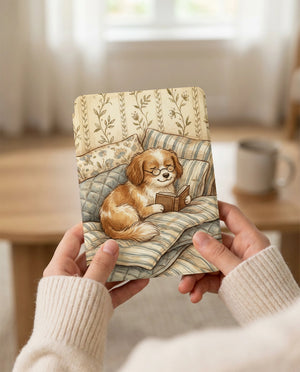 Floral Dog Reading Kindle Case — Fits Paperwhite & Colorsoft — Cozy Gift