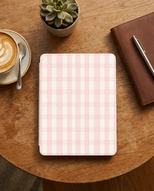 Pink Gingham Bow Kindle Case — Coquette Aesthetic Gift
