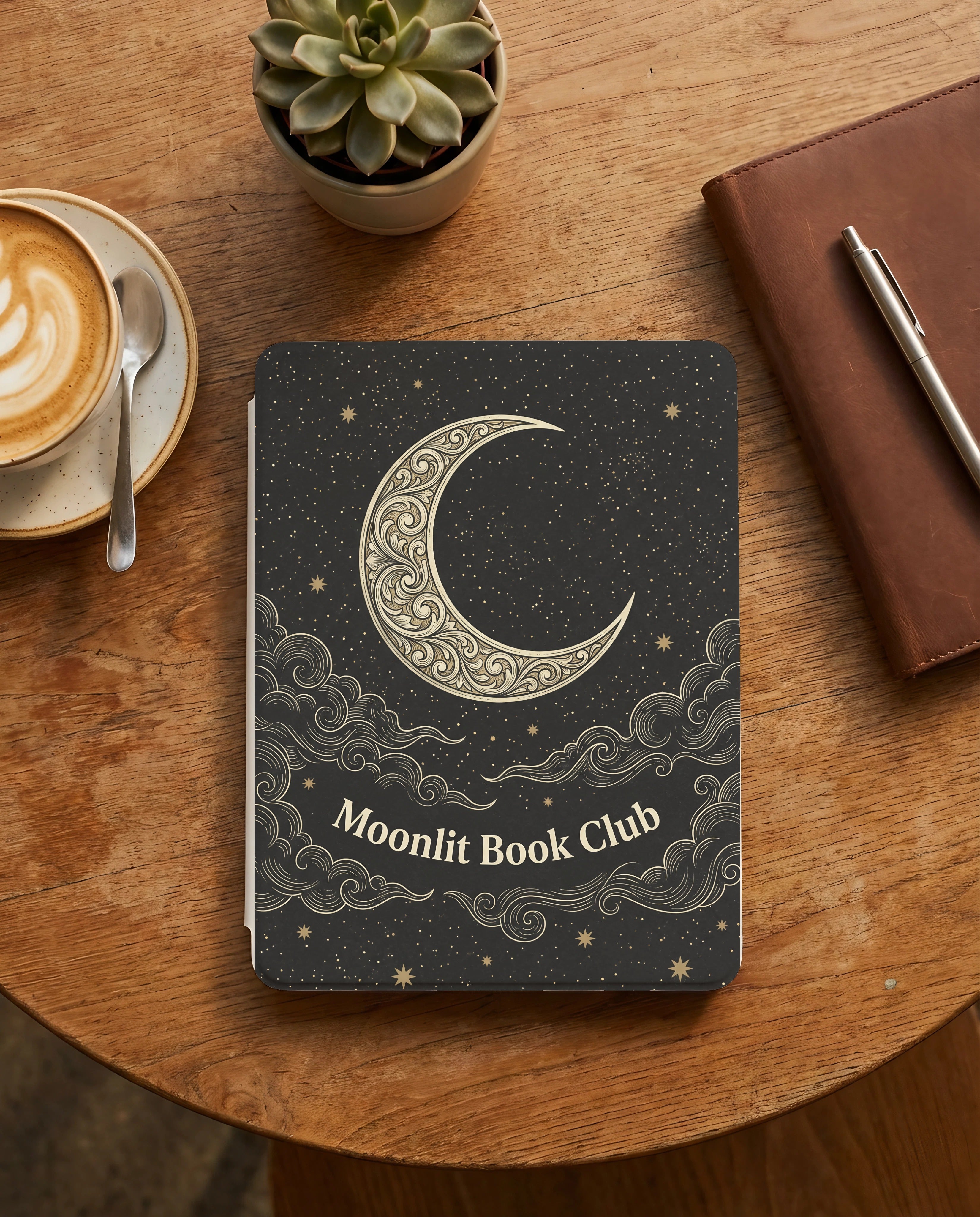 Moonlit Book Club Kindle Case — Grand Ornate Crescent Victorian Design