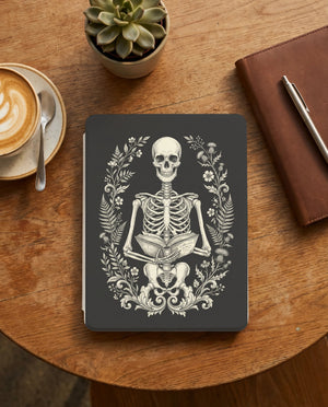 Seated Skeleton Full Body Kindle Case — Gothic Book Lover Gift