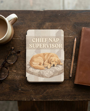 Chief Nap Supervisor Custom Dog Kindle Case — Cozy Personalized Pet Portrait