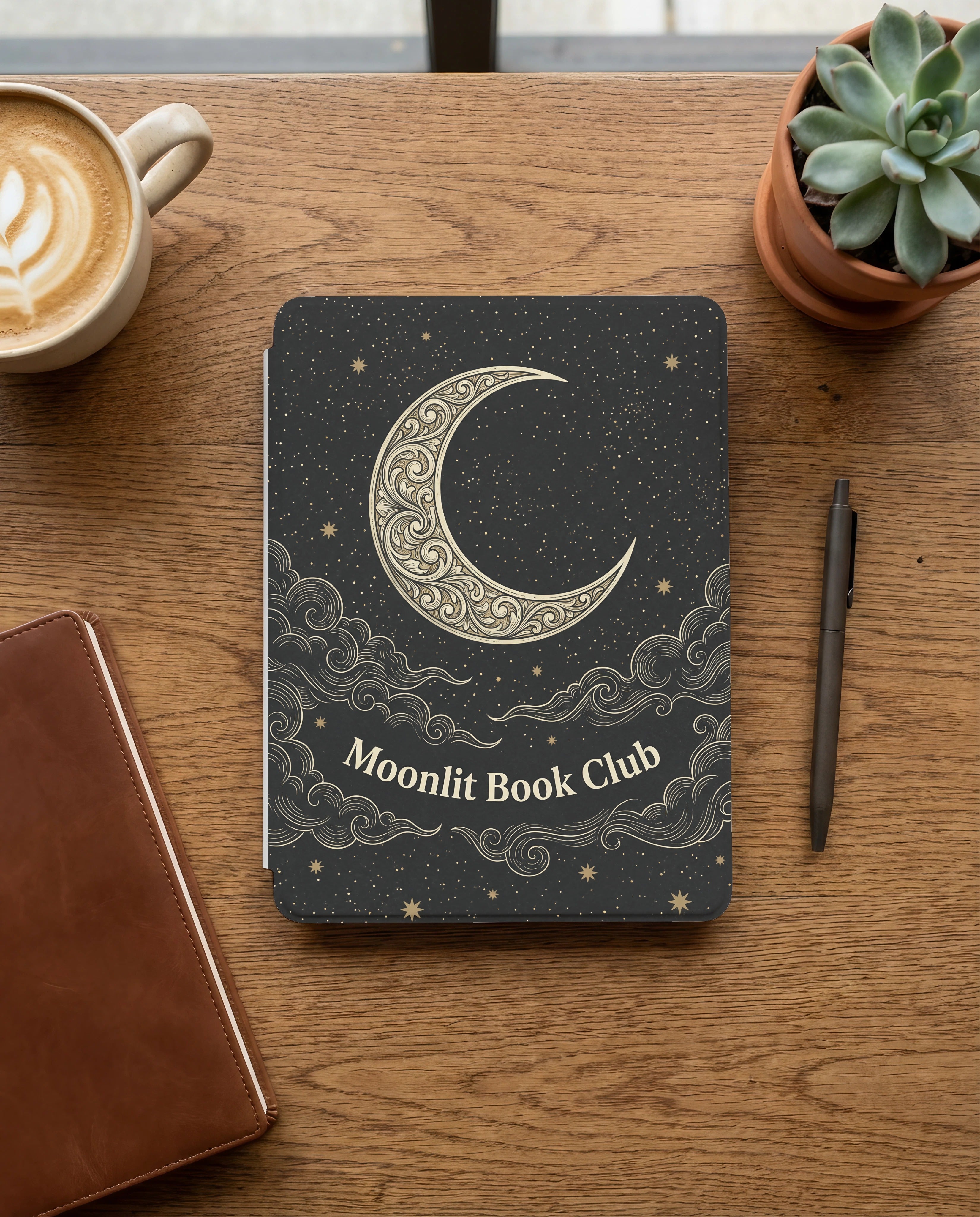 Moonlit Book Club Kindle Case — Grand Ornate Crescent Victorian Design