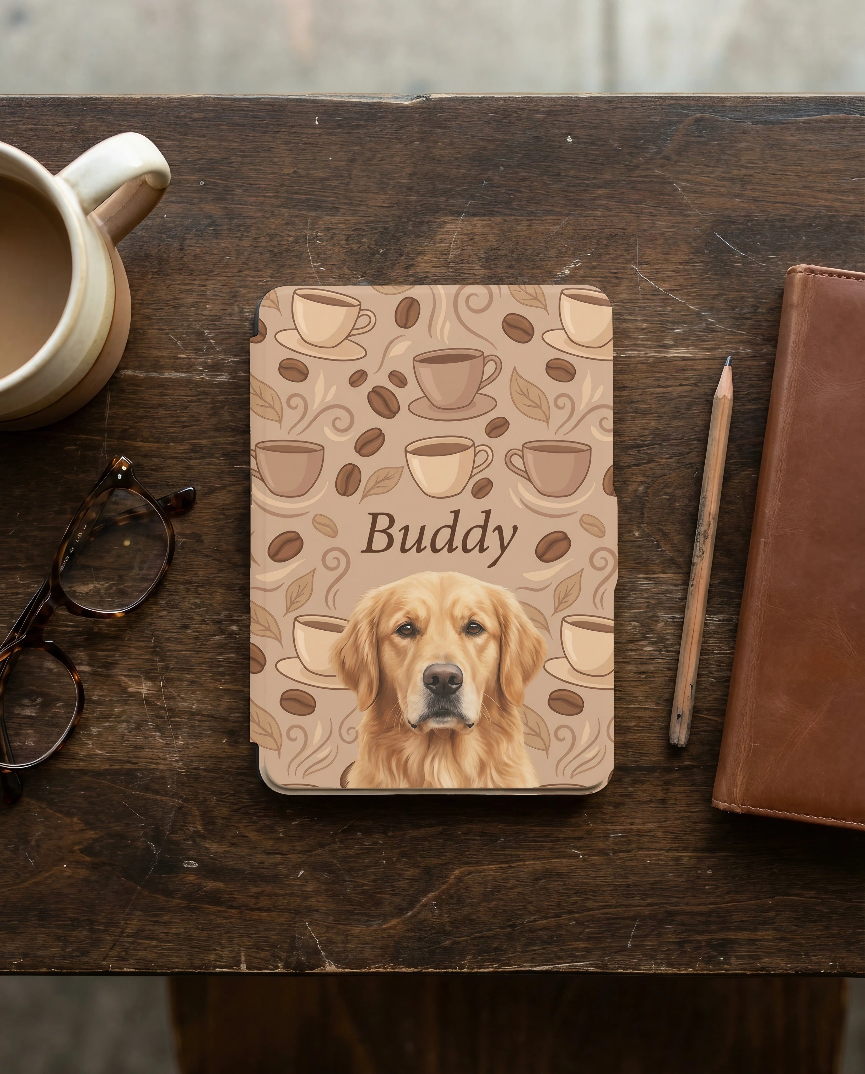 Personalized Coffee and Dogs Lovers Kindle Case