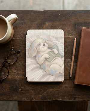 Cute Puppy Reading Kindle Case — Fits Paperwhite & Colorsoft — Adorable Dog Lover Gift