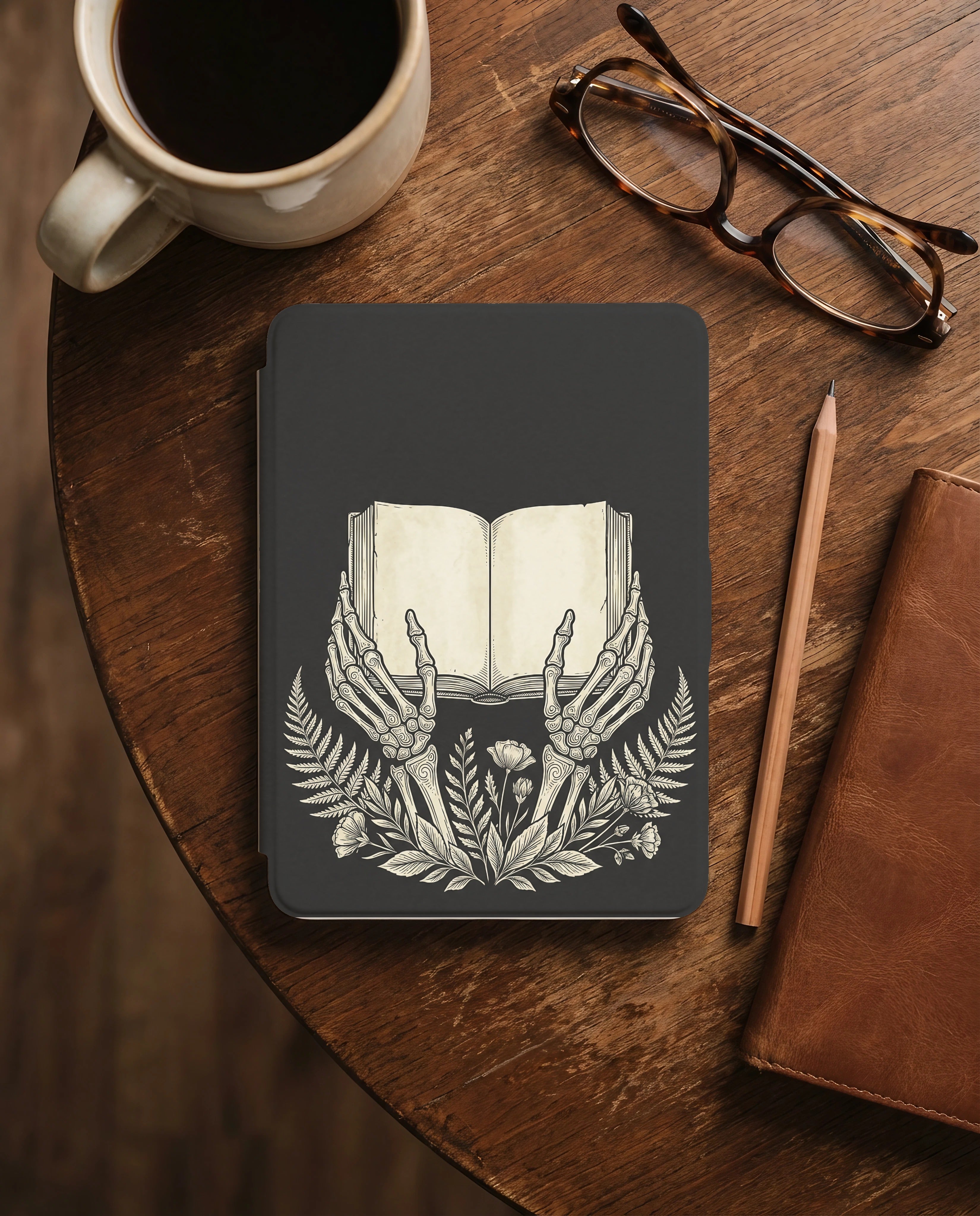 Disembodied Skeleton Hands Kindle Case — Gothic Book Lover Gift