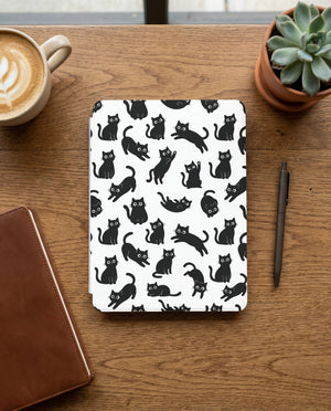 Black Cat Pattern Kindle Paperwhite Case — Playful Cat Lover Gift