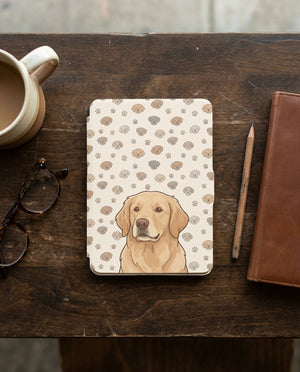 Custom Dog Portrait Kindle Cover — Cartoon Golden with Playful Pattern - 12th Gen Kindle Case