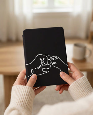 Cat Fist Bump Kindle Colorsoft Case — Minimalist Line Art Cat Parent Gift