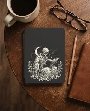 Robed Skeleton Reading Kindle Case — Gothic Book Lover Gift