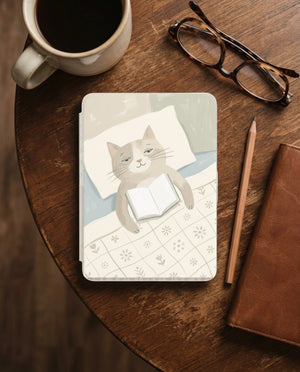 Cozy Cat Reading Kindle Paperwhite Case — Charming Gift for Cat Lovers