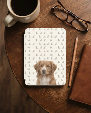 Custom Dog Portrait Kindle Case — Toller with Elegant Silhouette Pattern