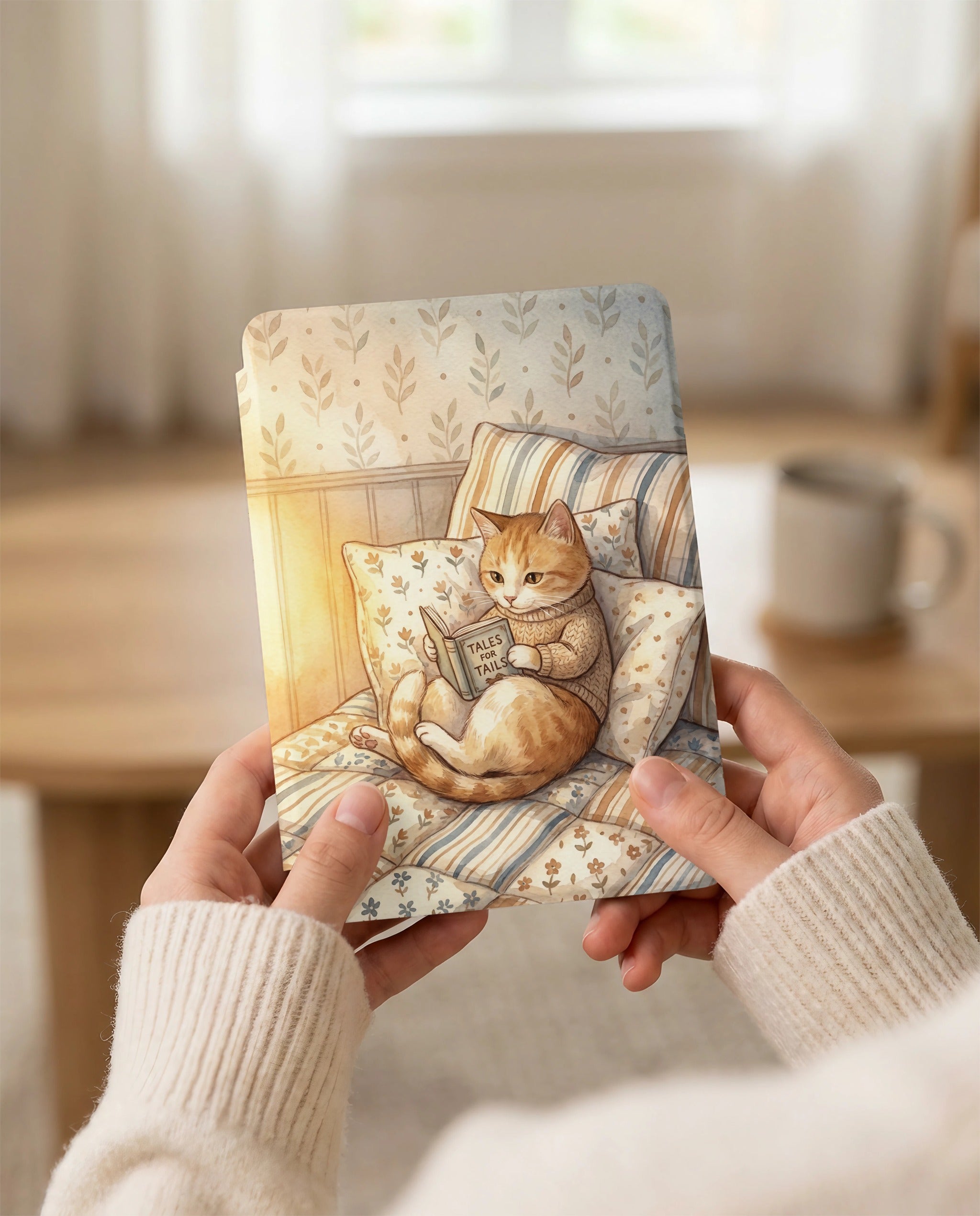 Soft Watercolor Orange Cat Kindle Colorsoft Case — Gift for Cat Lovers