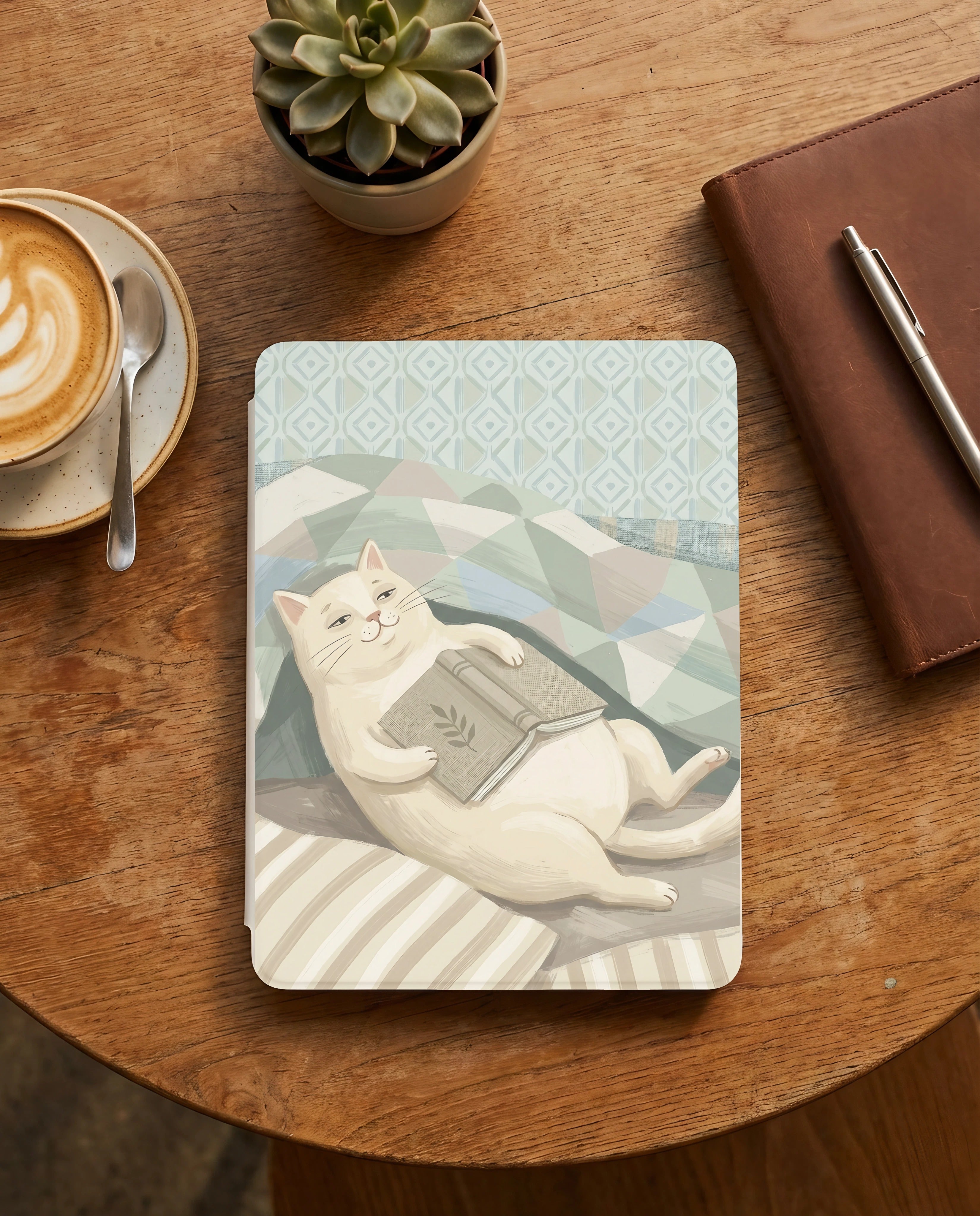 Cat Reading Book Kindle Case — Fits Paperwhite & Colorsoft — Cat Lover Gift