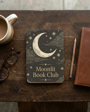 Moonlit Book Club Kindle Case — Vintage Woodcut Slate Blue