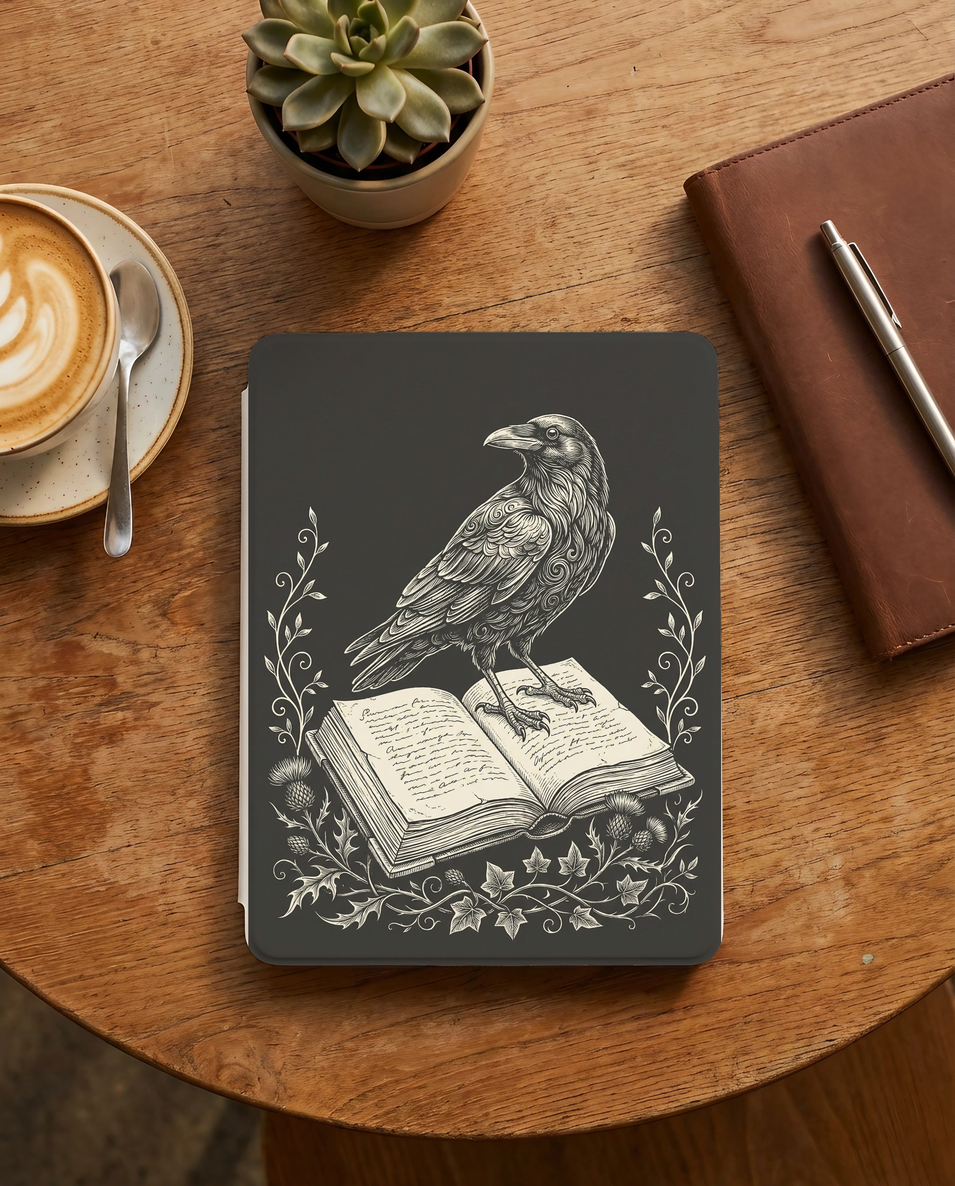 Raven on Book Kindle Case — Gothic Book Lover Gift