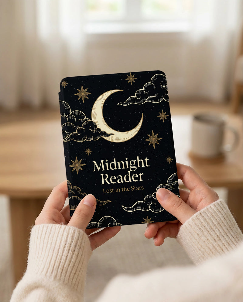 Midnight Reader Kindle Case — Lost in Stars Larger Moon Serene