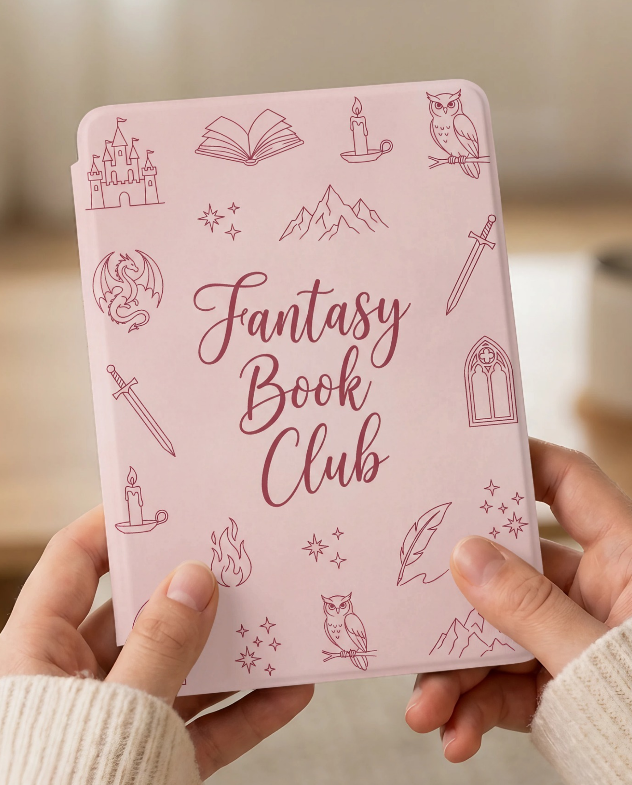 Fantasy Book Club Kindle Case — Dragon Castle Sword Design for BookTok Readers