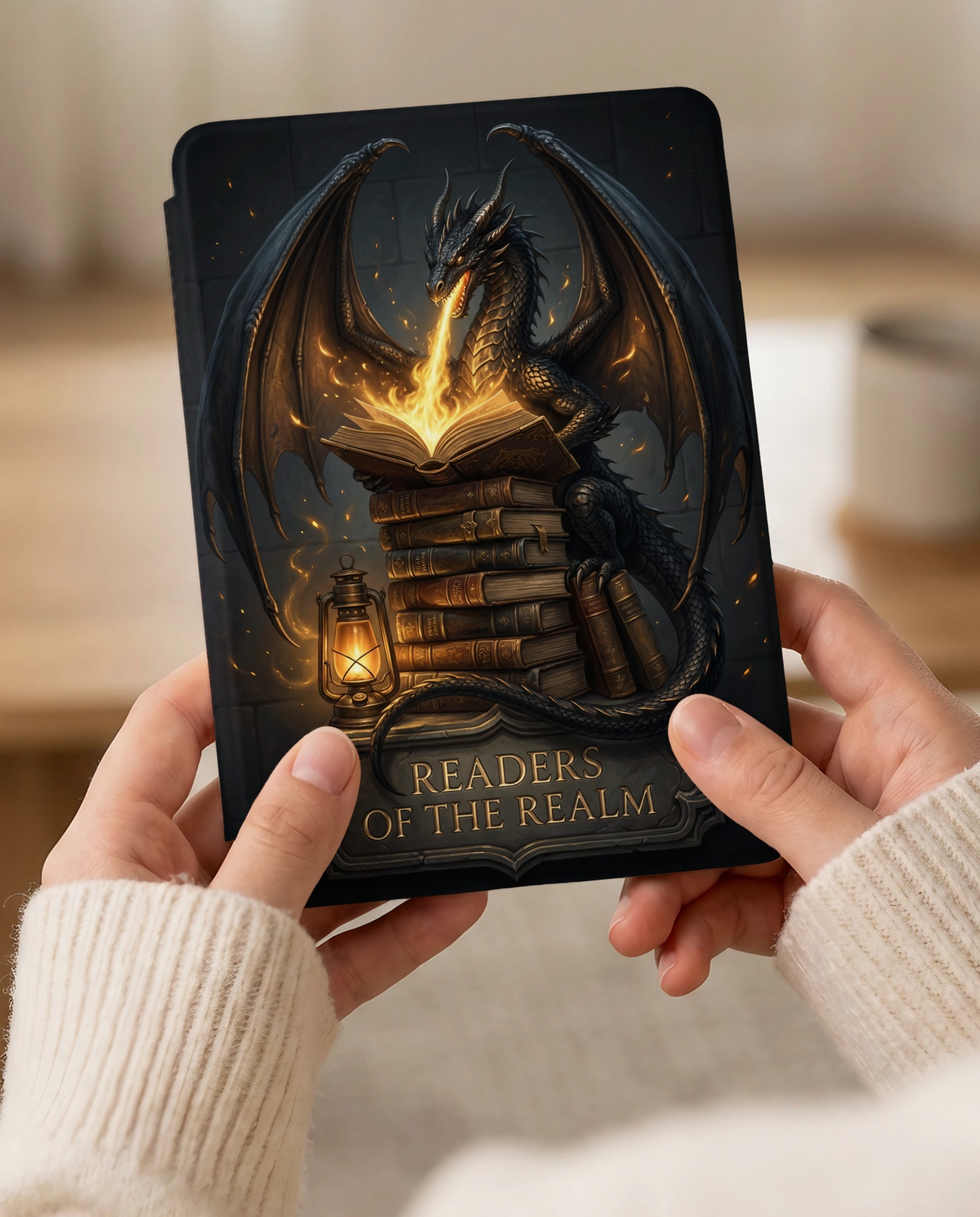 Readers of the Realm Dragon Kindle Case — Fantasy Lover Gift