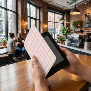 Pink Gingham Bow Kindle Case — Coquette Aesthetic Gift