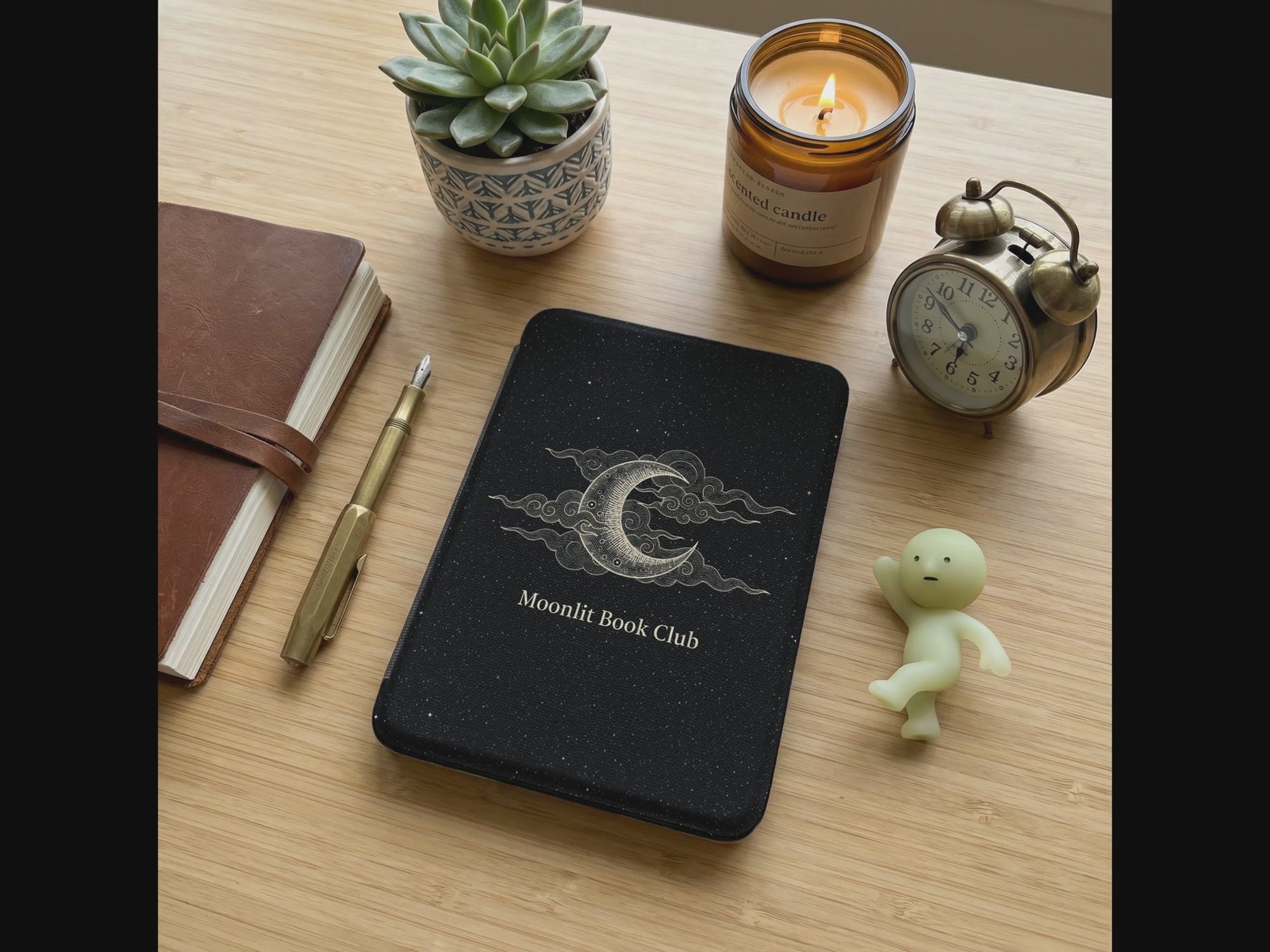 Moonlit Book Club Kindle Paperwhite Case — Minimalist Moon Emblem