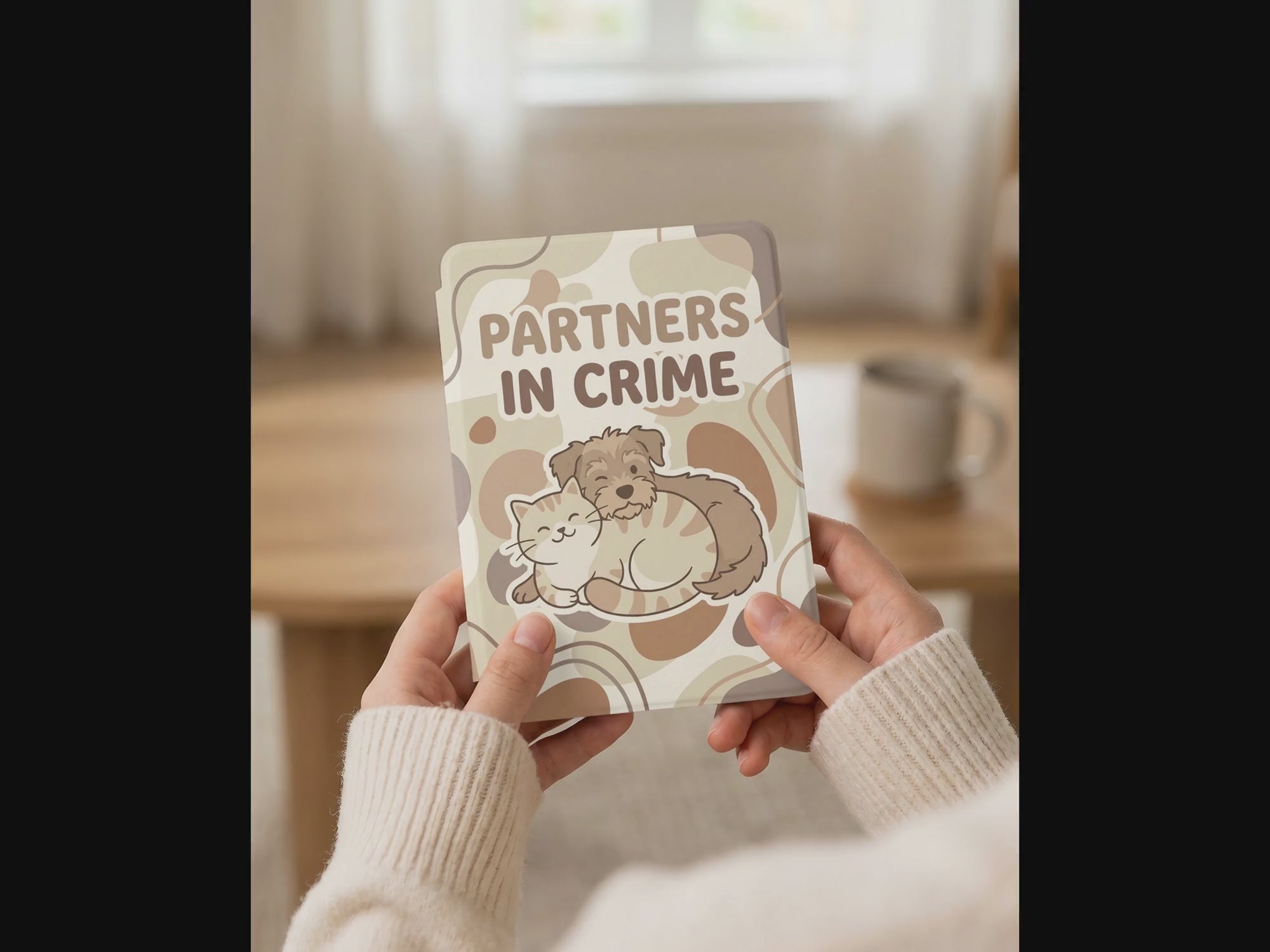 Partners in Crime Custom and Cozy Dog & Cat Portrait Kindle Case