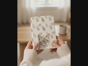 Custom Cat Portrait - 12th Gen Kindle Cover — Lynx Point with Bold Silhouette Pattern